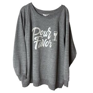 Wildfox Pour Favor Graphic Print Sweatshirt Size XL Top Long Sleeves Gray White